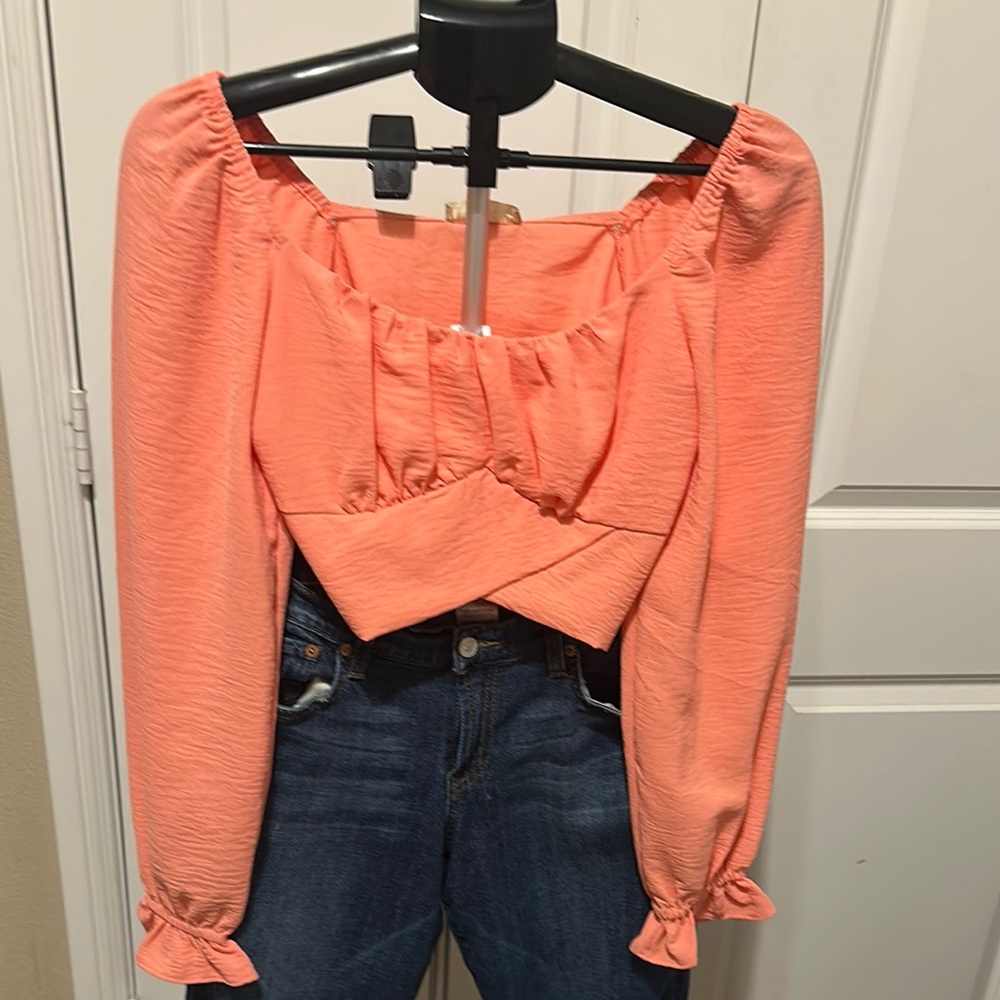 Altar'd State Orange Bustier Tie Front Crop Top size XS - Picture 2 of 8